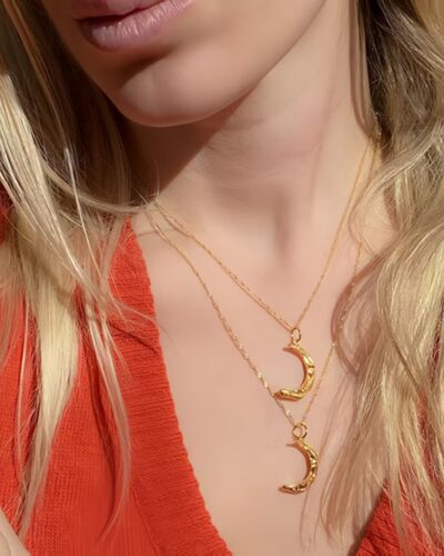 Gold-Plated Dainty Gold Crescent Moon Necklace for Her