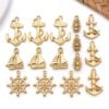 Gold Plated Stainless Steel Anchor Charm Nautical Theme