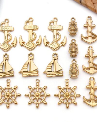 Gold Plated Stainless Steel Anchor Charm Nautical Theme