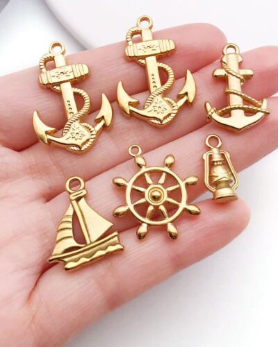 Gold Plated Stainless Steel Anchor Charm Nautical Theme