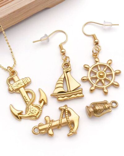 Gold Plated Stainless Steel Anchor Charm Nautical Theme