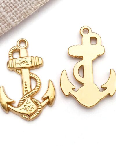 Gold Plated Stainless Steel Anchor Charm Nautical Theme