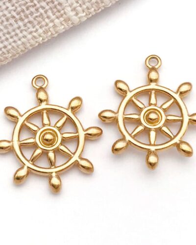 Gold Plated Stainless Steel Anchor Charm Nautical Theme