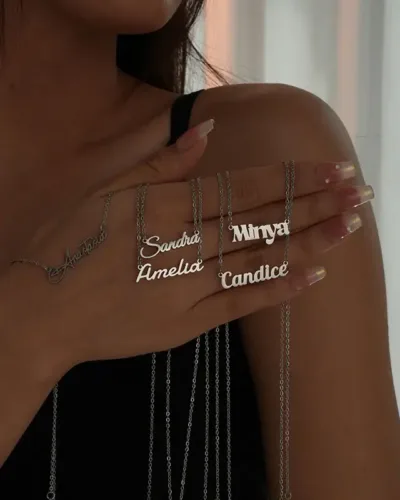 Gold Plated Stainless Steel Customised Necklace with Name Pendant