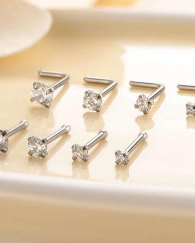 Alternativní pohled na Gold Plated Surgical Stainless Steel Nose Ring with Zircon