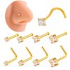 Gold Plated Surgical Stainless Steel Nose Ring with Zircon