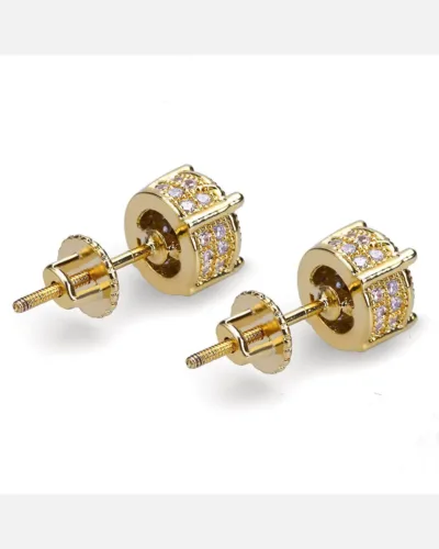 Gold Plated Zircon Vintage Round Earrings for Women Men 3