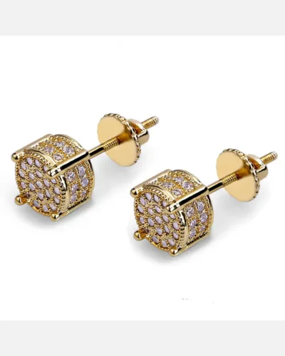 Gold Plated Zircon Vintage Round Earrings for Women Men 5