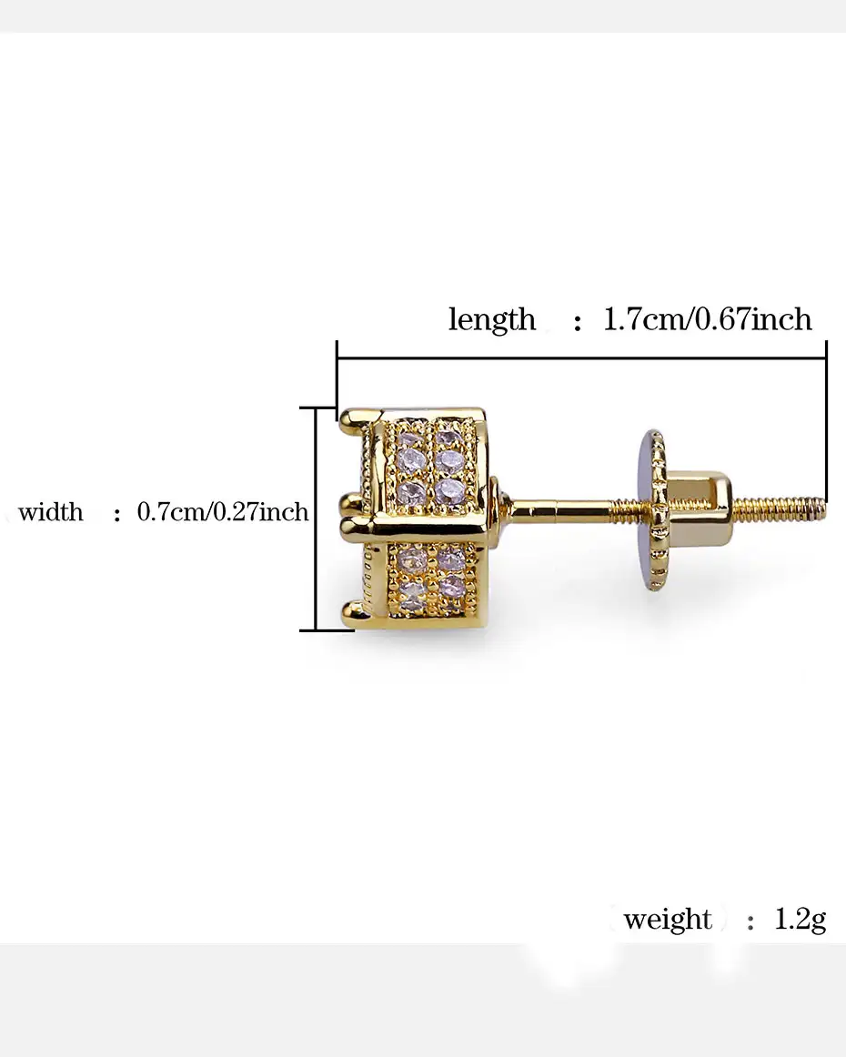 Gold Plated Zircon Vintage Round Earrings for Women Men 6