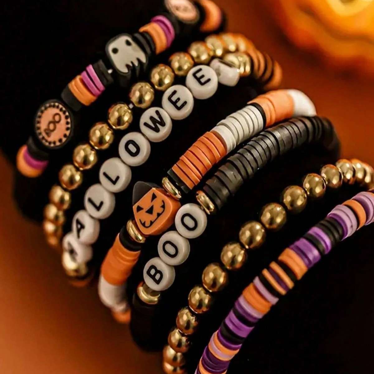 Alternative view of Gothic Multi-Layer Halloween Beaded Bracelets