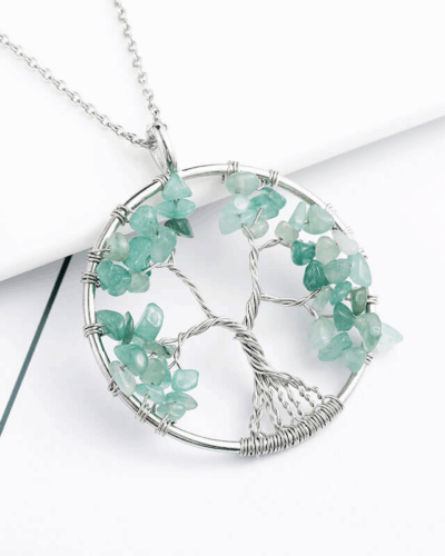 6 Colors Tree of Life Pendant Crystal Necklaces Bulk