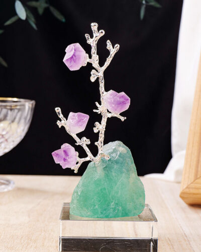 Genuine Amethyst Crystal Growing Tree Raw Stone Base