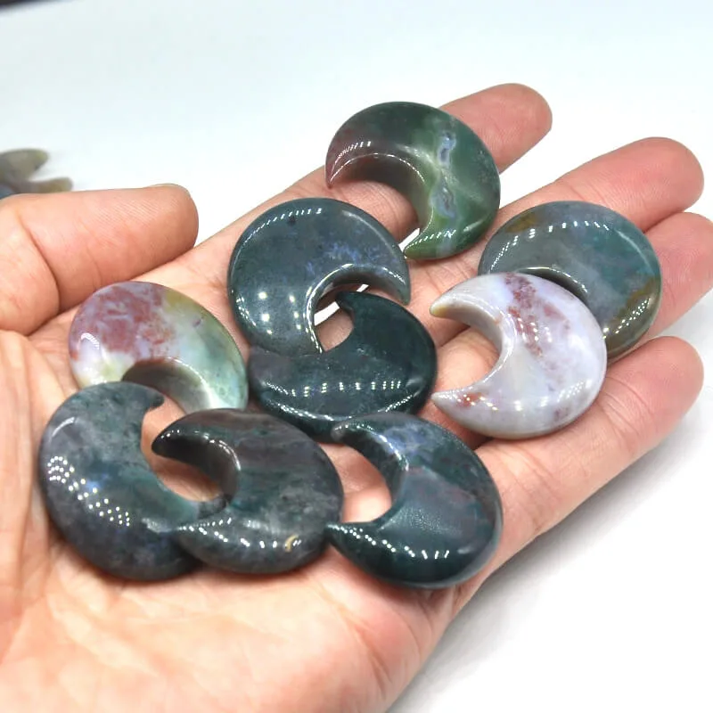 Green Moon Moss Agate Gemstone Carvings