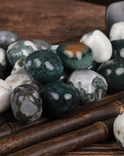 Green Moss Agate Tumbled Rocks Bulk Garden Decor