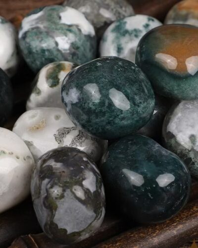 Green Moss Agate Tumbled Rocks Bulk Garden Decor