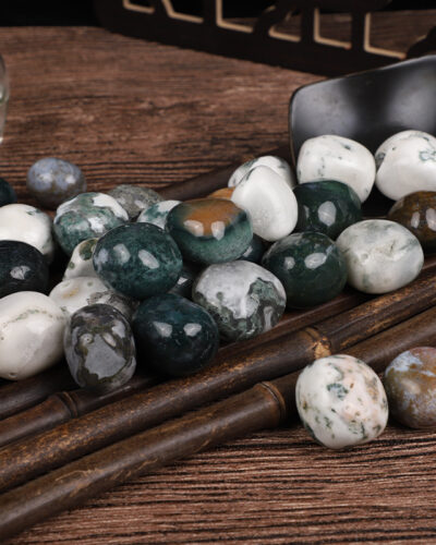 Green Moss Agate Tumbled Rocks Bulk Garden Decor