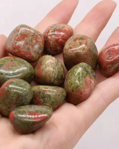 Green Square Unakite Tumbling Stone Wholesale
