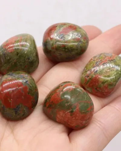 Green Square Unakite Tumbling Stone Wholesale