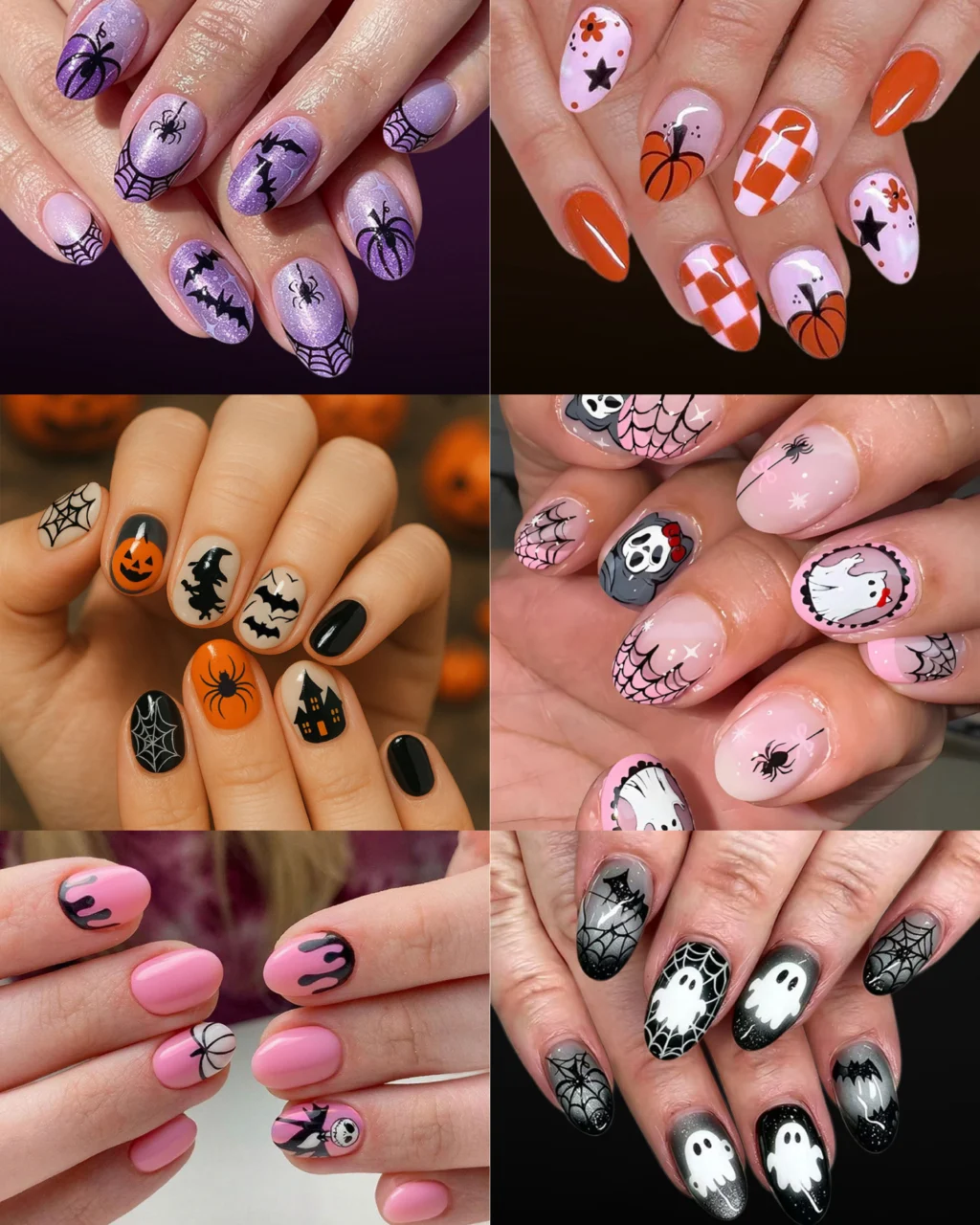 Cute Ghost Pumpkin Halloween Oval Fake Nails