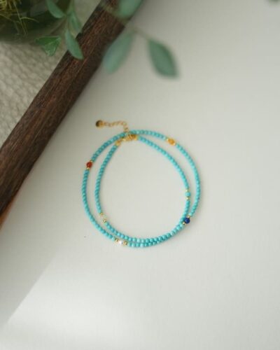Handmade Beaded Turquoise Birthstone December Necklace Choker