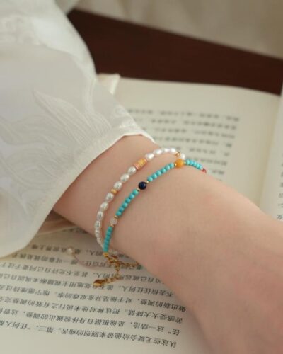 Handmade Beaded Turquoise Birthstone December Necklace Choker