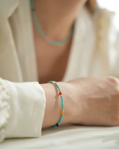 Handmade Beaded Turquoise Birthstone December Necklace Choker 8