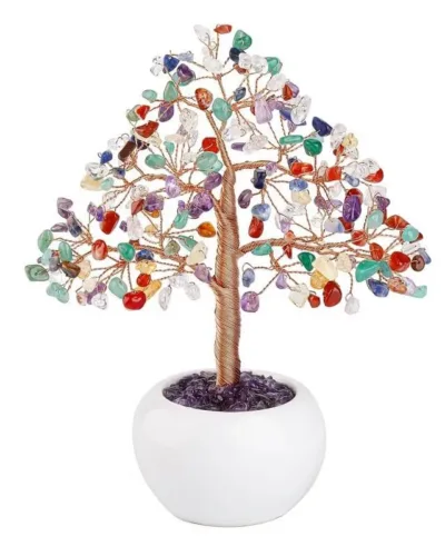 Healing Amethyst Rose Quartz Gemstone Bonsai Tree