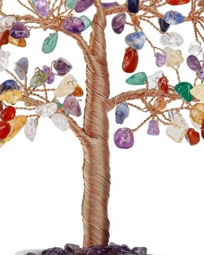 Healing Amethyst Rose Quartz Gemstone Bonsai Tree