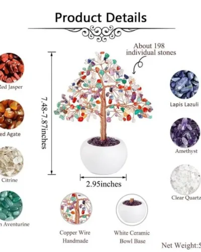 Healing Amethyst Rose Quartz Gemstone Bonsai Tree