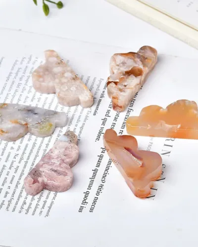 Healing Cloud Sakura Agate Stone Carvings Crystal