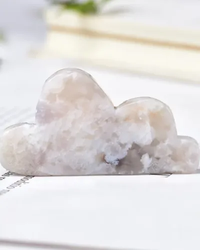 Healing Cloud Sakura Agate Stone Carvings Crystal