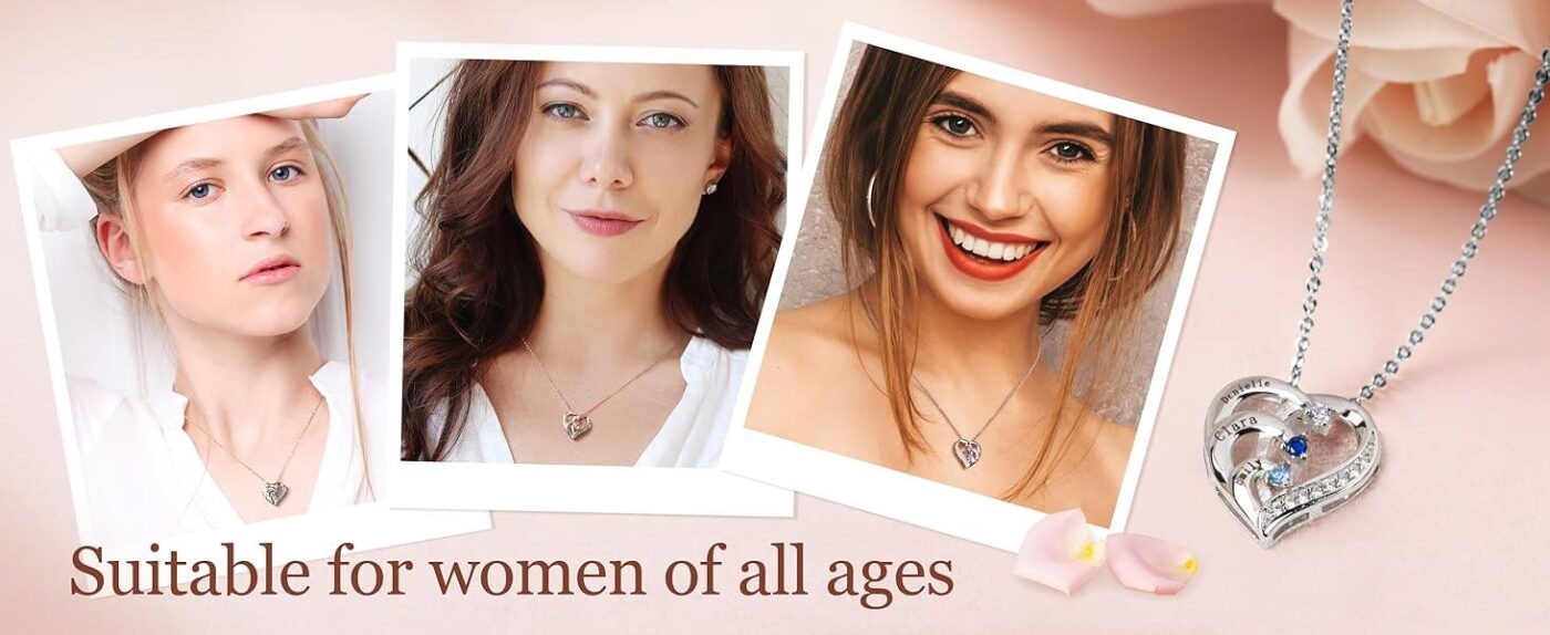 Heart Custom Name Necklace Promise Birthstones 13