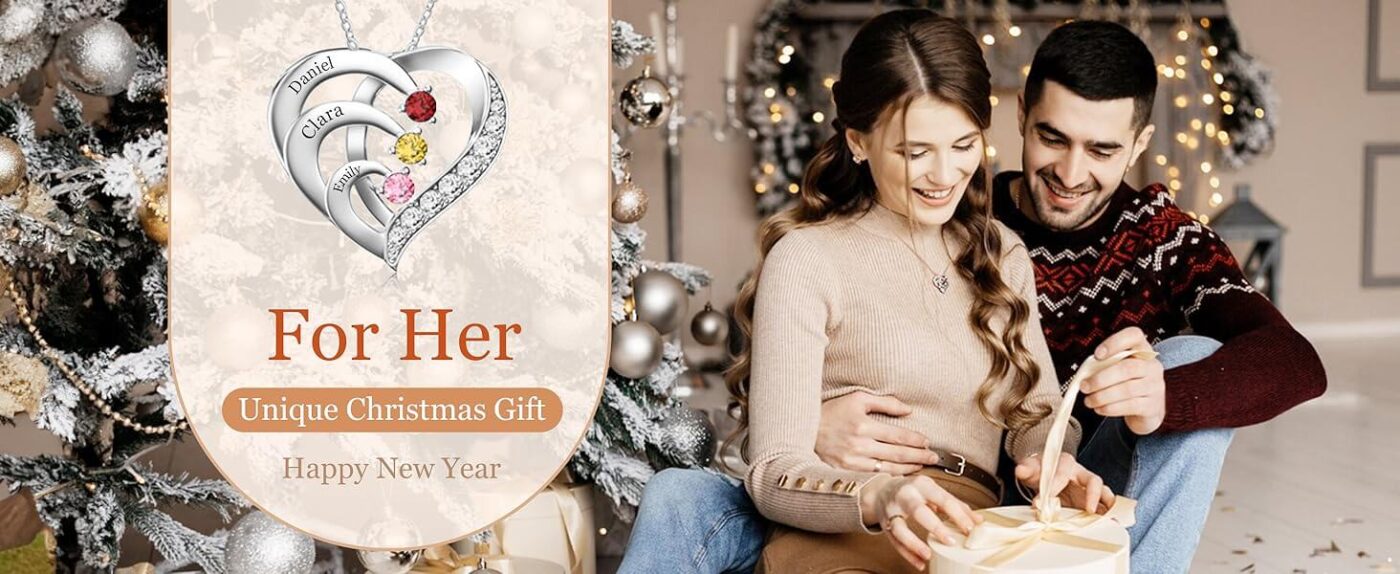 Heart Custom Name Necklace Promise Birthstones 14