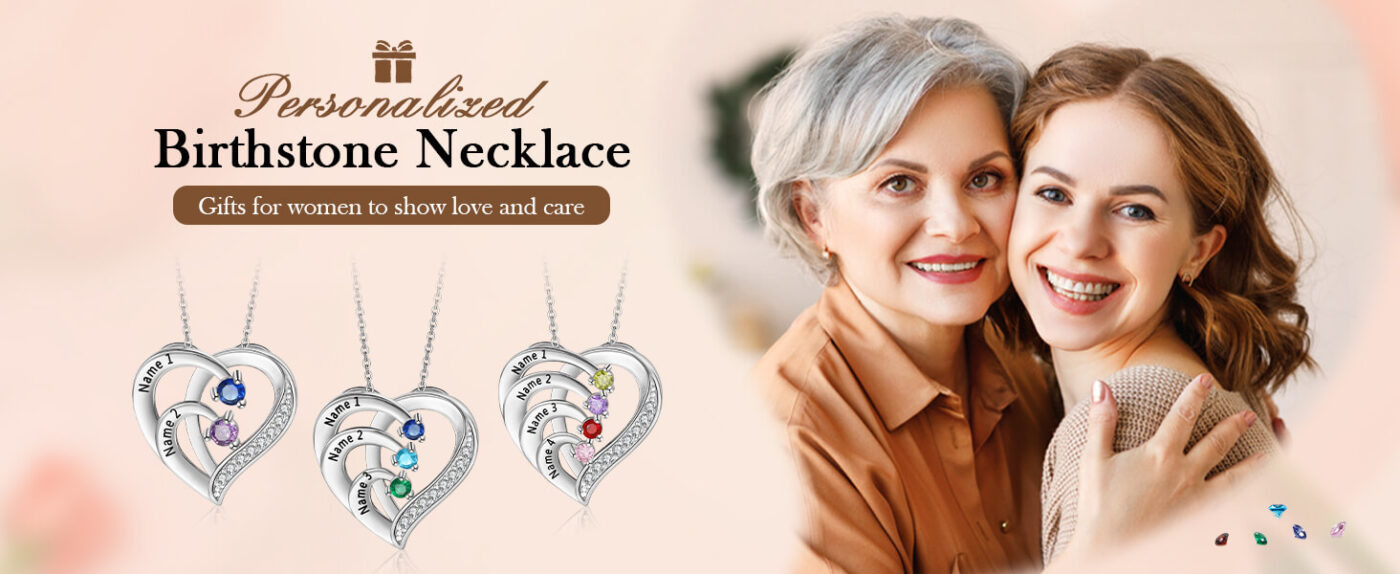 Heart Custom Name Necklace Promise Birthstones 17