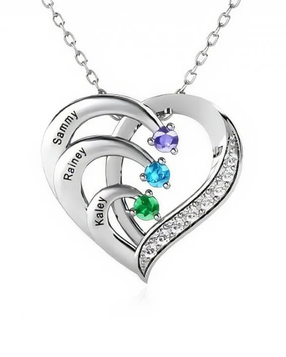 Heart Custom Name Necklace Promise Birthstones Christmas Jewelry Gifts - Image 6