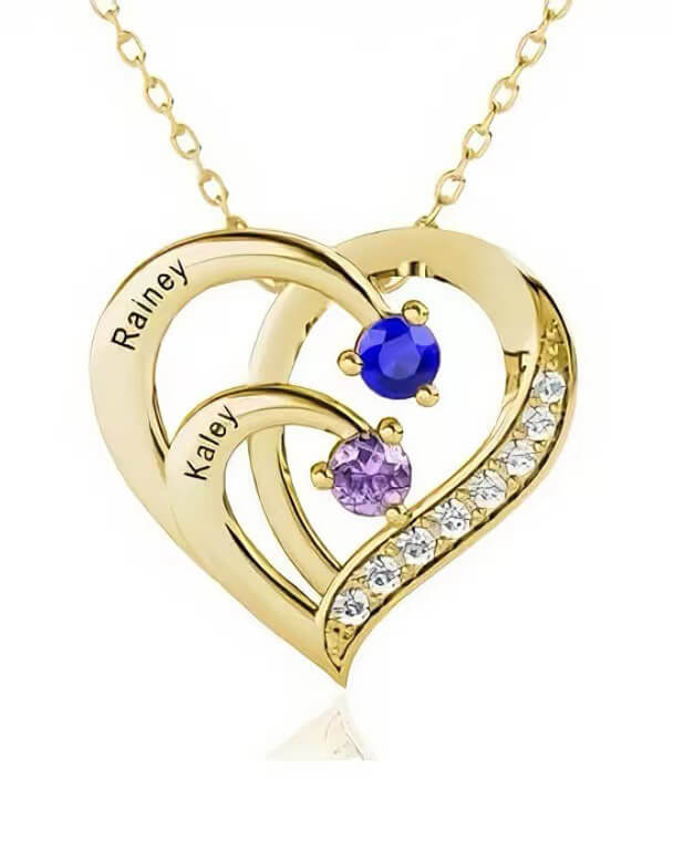 Heart Custom Name Necklace Promise Birthstones Christmas Jewelry Gifts - Image 7