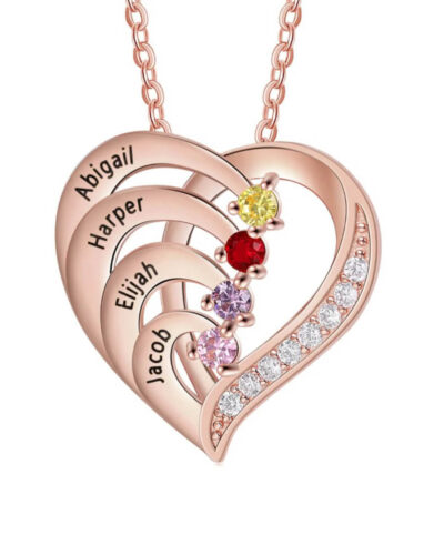 Heart Custom Name Necklace Promise Birthstones 6