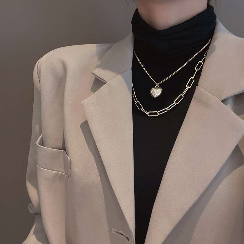 Heart Fashion Necklace with Double-layer Design - 画像4