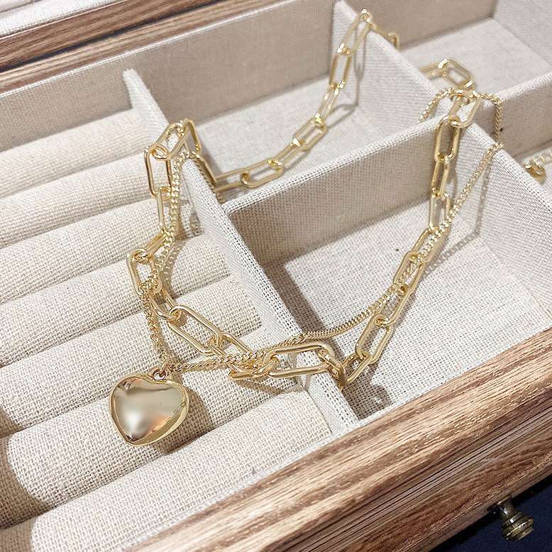 Heart Fashion Necklace with Double-layer Design - 画像3