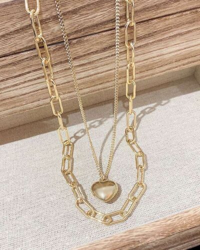 Heart Fashion Necklace with Double-layer Design