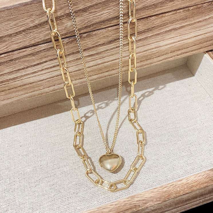 Heart Fashion Necklace with Double-layer Design