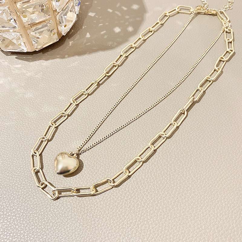 Heart Fashion Necklace with Double-layer Design - 画像7