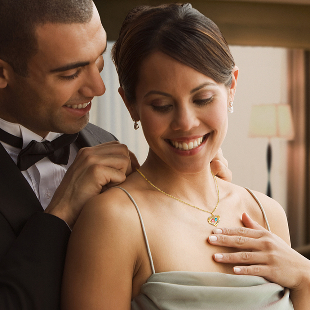 Heart Pendant Custom Name Birthstone 2