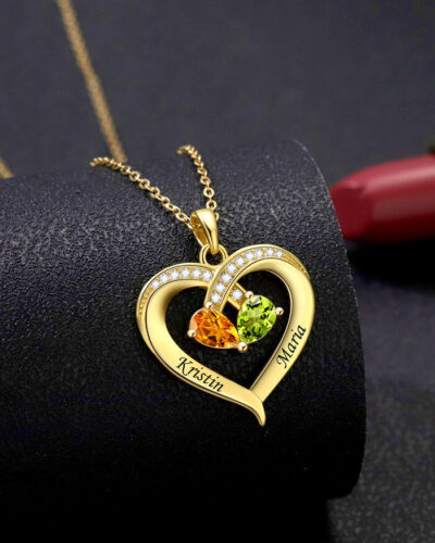 Alternative view of 925 Sterling Silver Heart Pendant Custom Name Birthstone Necklace for Mom Wife