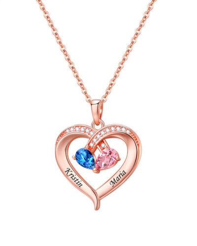 Heart Pendant Personalized Birthstone Necklace 14