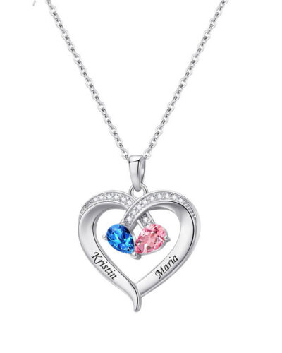 Heart Pendant Personalized Birthstone Necklace 15