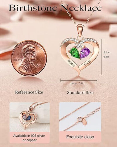 Heart Pendant Personalized Birthstone Necklace 2