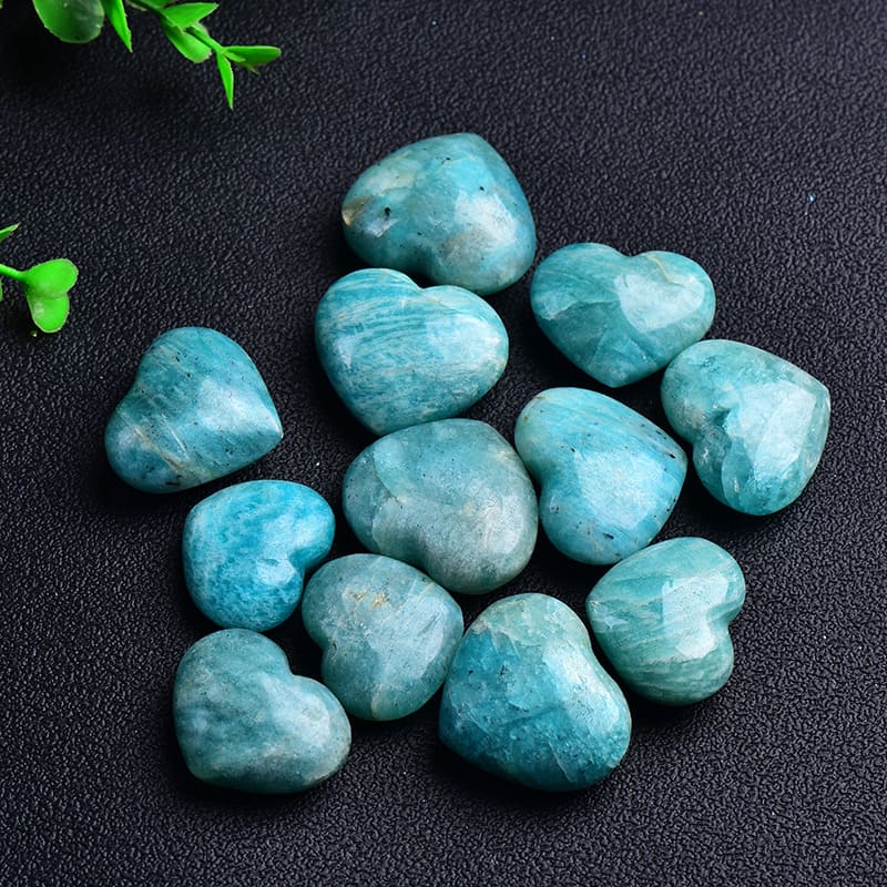 Heart Polished Amazonite Palm Stone Wholesale