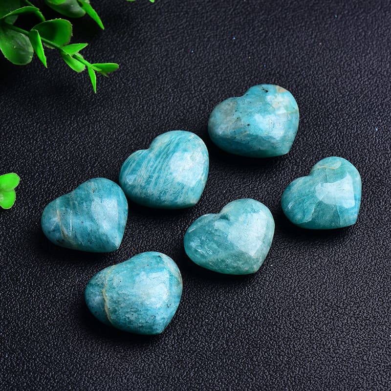 Heart Polished Amazonite Palm Stone Wholesale