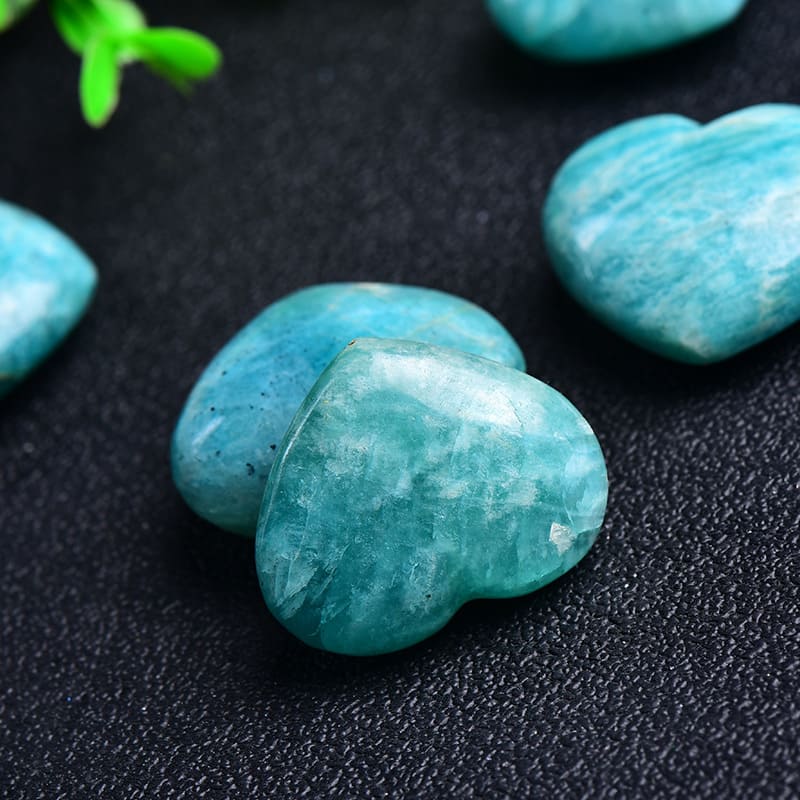 Heart Polished Amazonite Palm Stone Wholesale